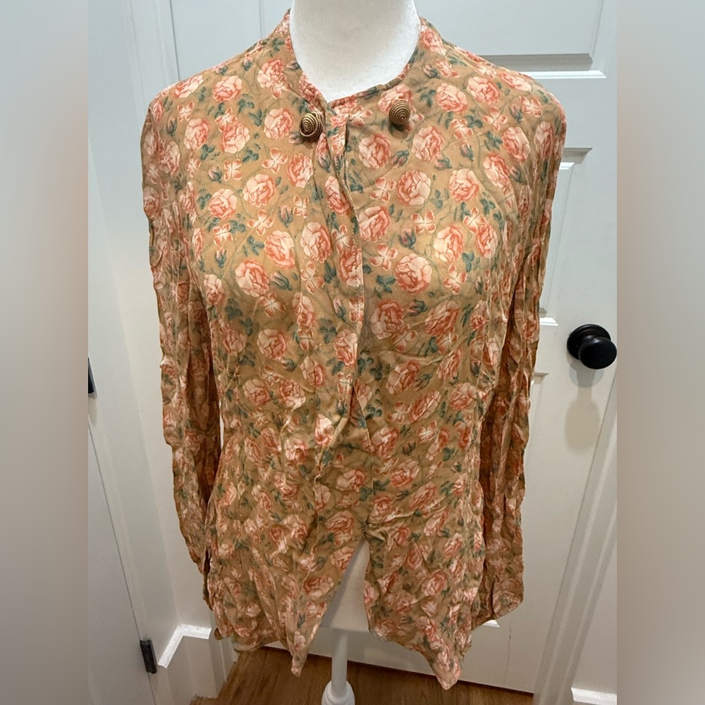Vintage Georgia Armani Le Collezioni. Floral Semi-Sheer Blouse. Size 12.